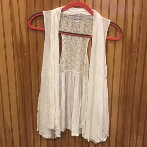 White lace flow-y vest